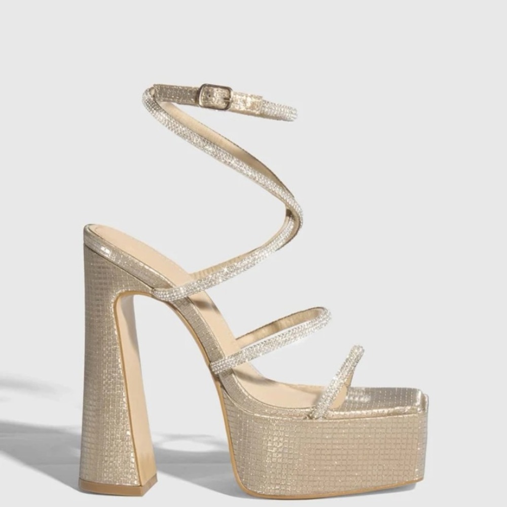 Champagne rhinestone platform heel